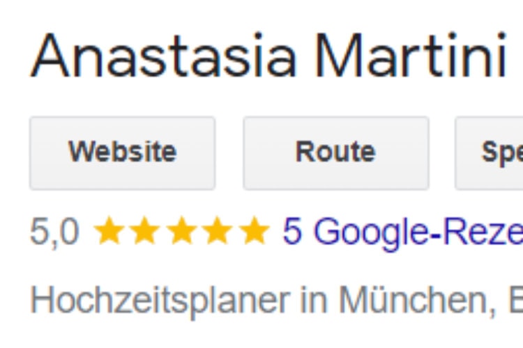 Google Bewertungen Anastasia Martini