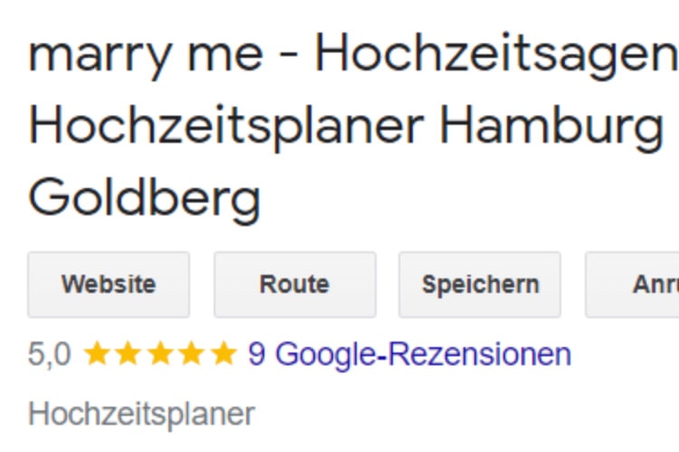 Google Bewertungen Hochzeitsagentur